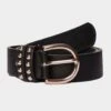 Womens Leather Belt With Rose Gold Detailing Black -go outdoors shop go 576967 a