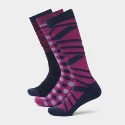 Dublin 3 Pack Socks Red Violet Ombre -go outdoors shop go 591572 c