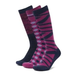 Dublin 3 Pack Socks Red Violet Ombre -go outdoors shop go 591572 z
