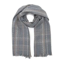 Platinum Womens Woven Scarf Grey Chequered -go outdoors shop go 618425 z