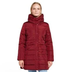 Regatta Womens Pamelina Hooded Parka Jacket Red -go outdoors shop go 618882 z